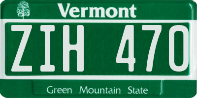 VT license plate ZIH470