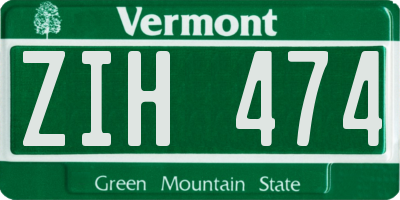 VT license plate ZIH474