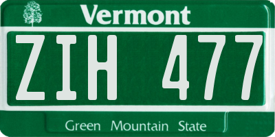 VT license plate ZIH477