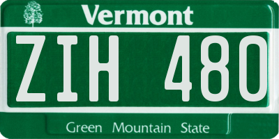 VT license plate ZIH480