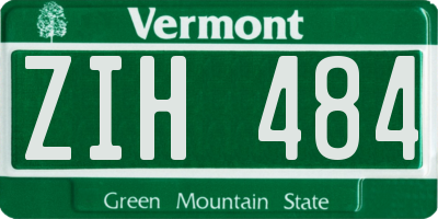VT license plate ZIH484
