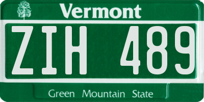 VT license plate ZIH489