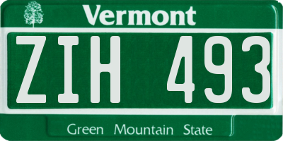 VT license plate ZIH493