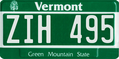 VT license plate ZIH495
