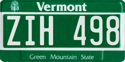 VT license plate ZIH498