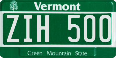 VT license plate ZIH500