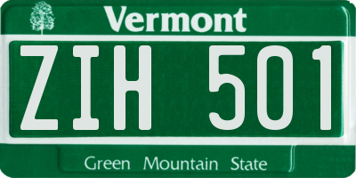 VT license plate ZIH501