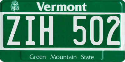 VT license plate ZIH502