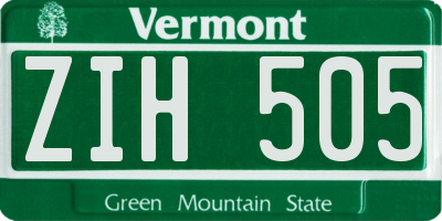 VT license plate ZIH505