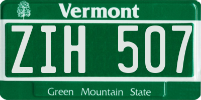 VT license plate ZIH507