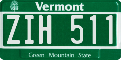 VT license plate ZIH511