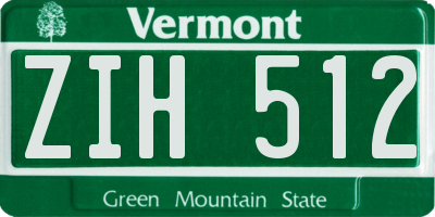 VT license plate ZIH512