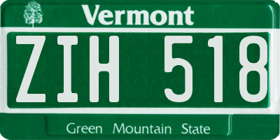 VT license plate ZIH518