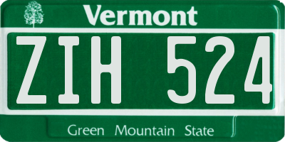 VT license plate ZIH524