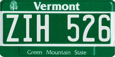 VT license plate ZIH526