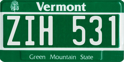 VT license plate ZIH531