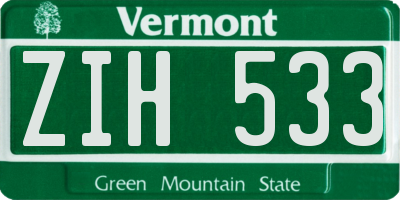 VT license plate ZIH533