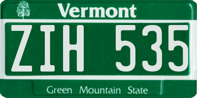 VT license plate ZIH535