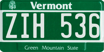 VT license plate ZIH536
