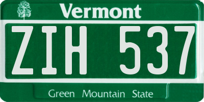 VT license plate ZIH537