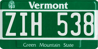 VT license plate ZIH538