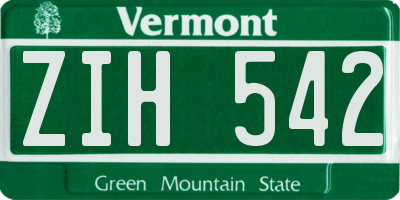 VT license plate ZIH542