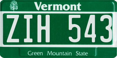 VT license plate ZIH543