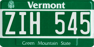 VT license plate ZIH545