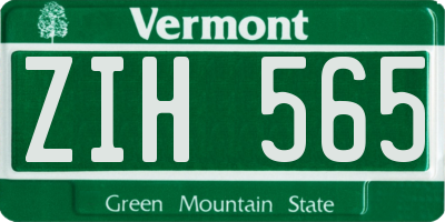 VT license plate ZIH565