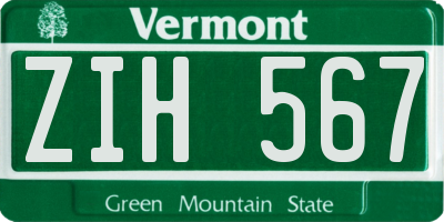 VT license plate ZIH567