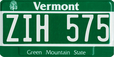 VT license plate ZIH575