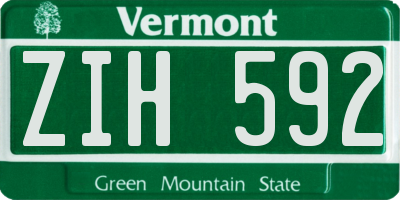 VT license plate ZIH592