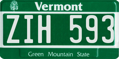 VT license plate ZIH593
