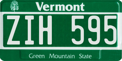 VT license plate ZIH595