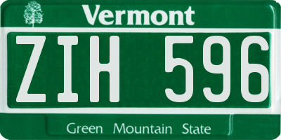 VT license plate ZIH596