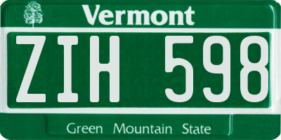 VT license plate ZIH598