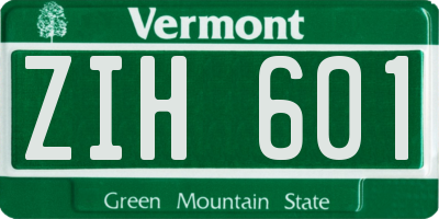 VT license plate ZIH601
