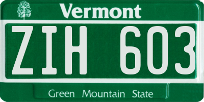 VT license plate ZIH603