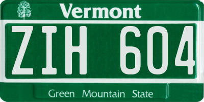 VT license plate ZIH604