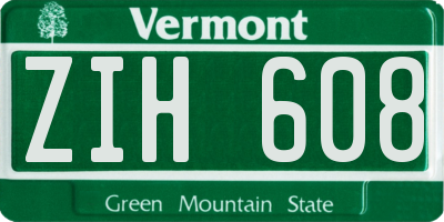 VT license plate ZIH608
