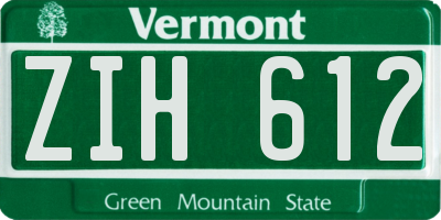 VT license plate ZIH612