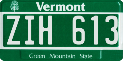 VT license plate ZIH613