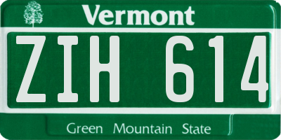 VT license plate ZIH614