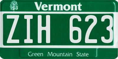 VT license plate ZIH623