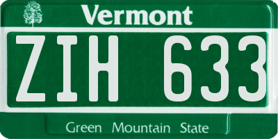 VT license plate ZIH633