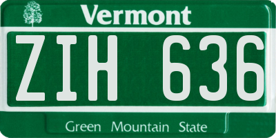 VT license plate ZIH636