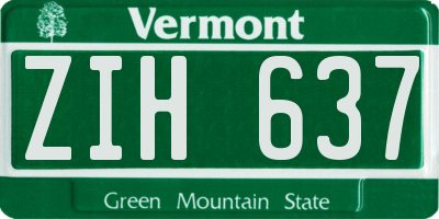 VT license plate ZIH637
