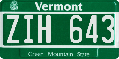 VT license plate ZIH643