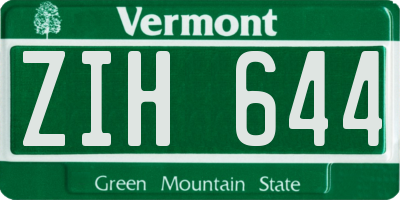 VT license plate ZIH644