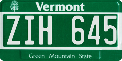 VT license plate ZIH645